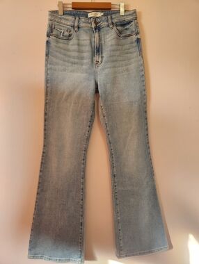 Hidden Jeans Happi High Rise Flare Light Wash Stretch Denim Sz 31 Like New Boho